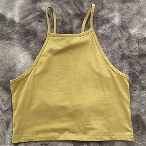 green halter crop top